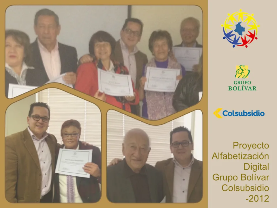 Abuelo y nieto aprendiendo juntos frente a un computador portátil